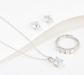 Colección de regalo de plata de ley Diamonique de corte redondo de 100 facetas